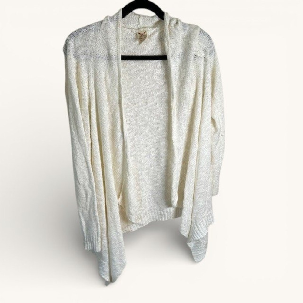 Faded Glory Womens Cardigan XL 16-18 Cream Open Front Lightweight Knit Sweater